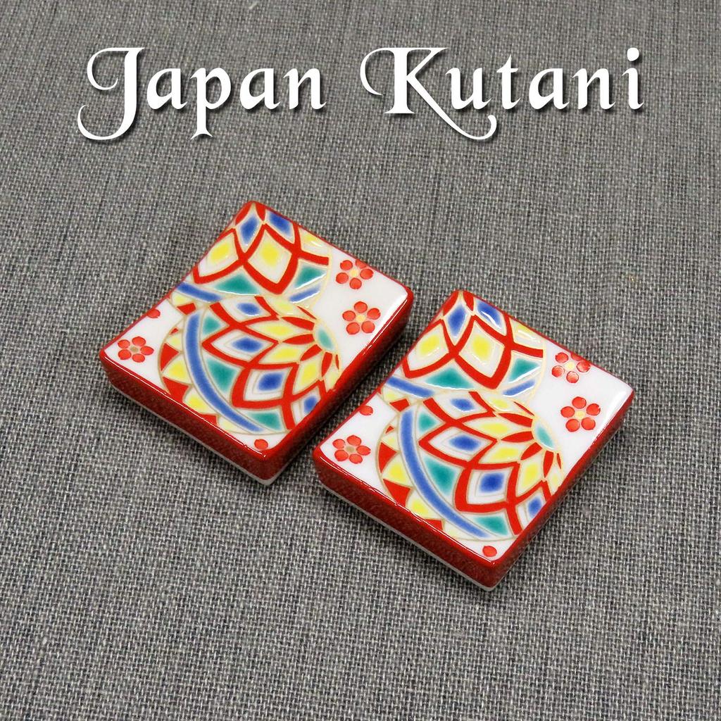 Chopstick rest stylish Kutani ware pair chopstick rest set temari pottery cutlery rest made in Japan