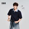 Semir Men's Casual Plaid Faux-Layered Polo Shirt
