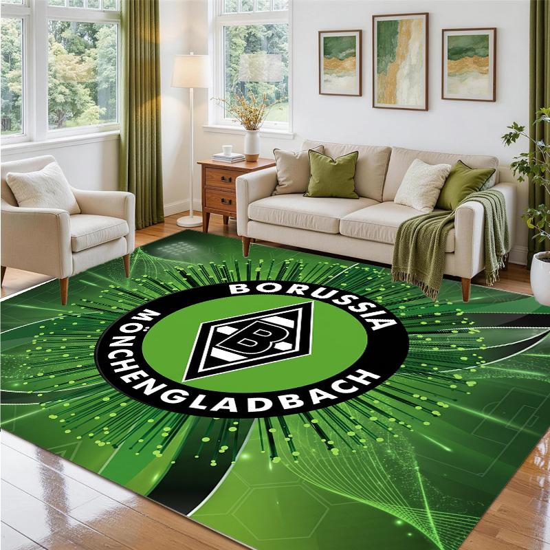 Borussia Mönchengladbach Design Crystal Velvet Rug Soft Decorative Mat for Bedroom Entrance