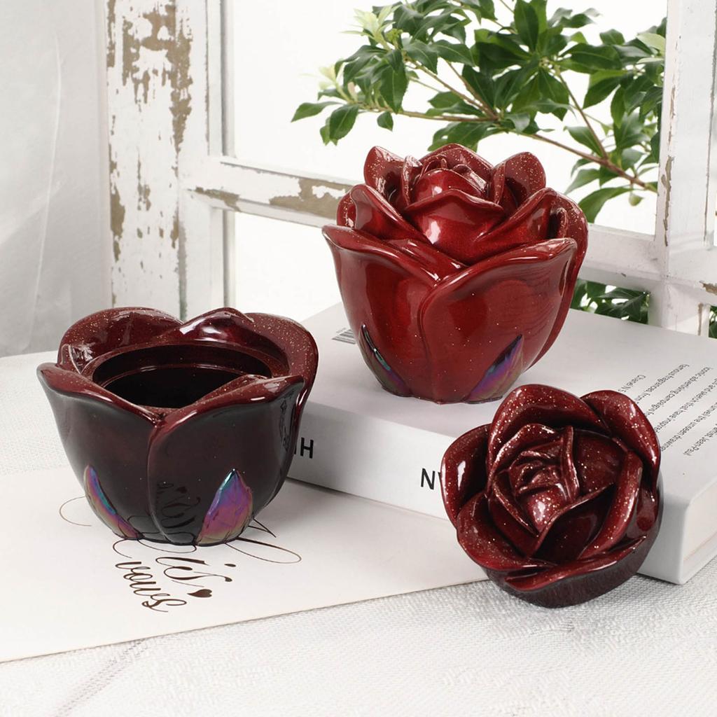 Rose Flower Storage Box Mold DIY Crystal Epoxy Resin Molds Candle Holder Ashtray Mold Multifunctional Silicone Mould