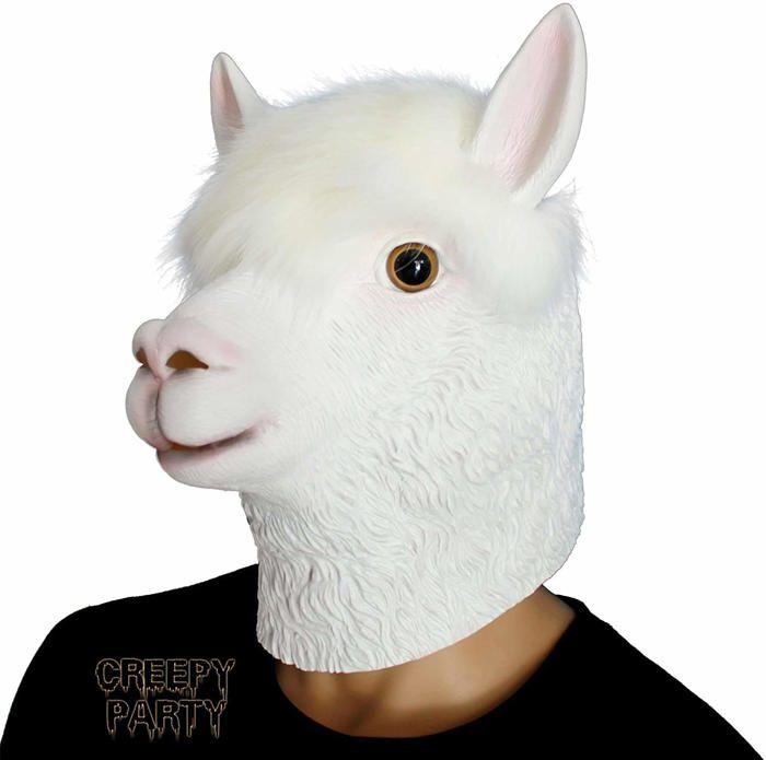 Masque de tête d'animal en latex pour déguisement d'Halloween (alpaga)