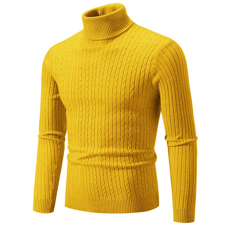 Autumn and Winter Men's Solid Color Turtleneck Sweater European Size Fashion Twist Pullover Bottoming Sweater
