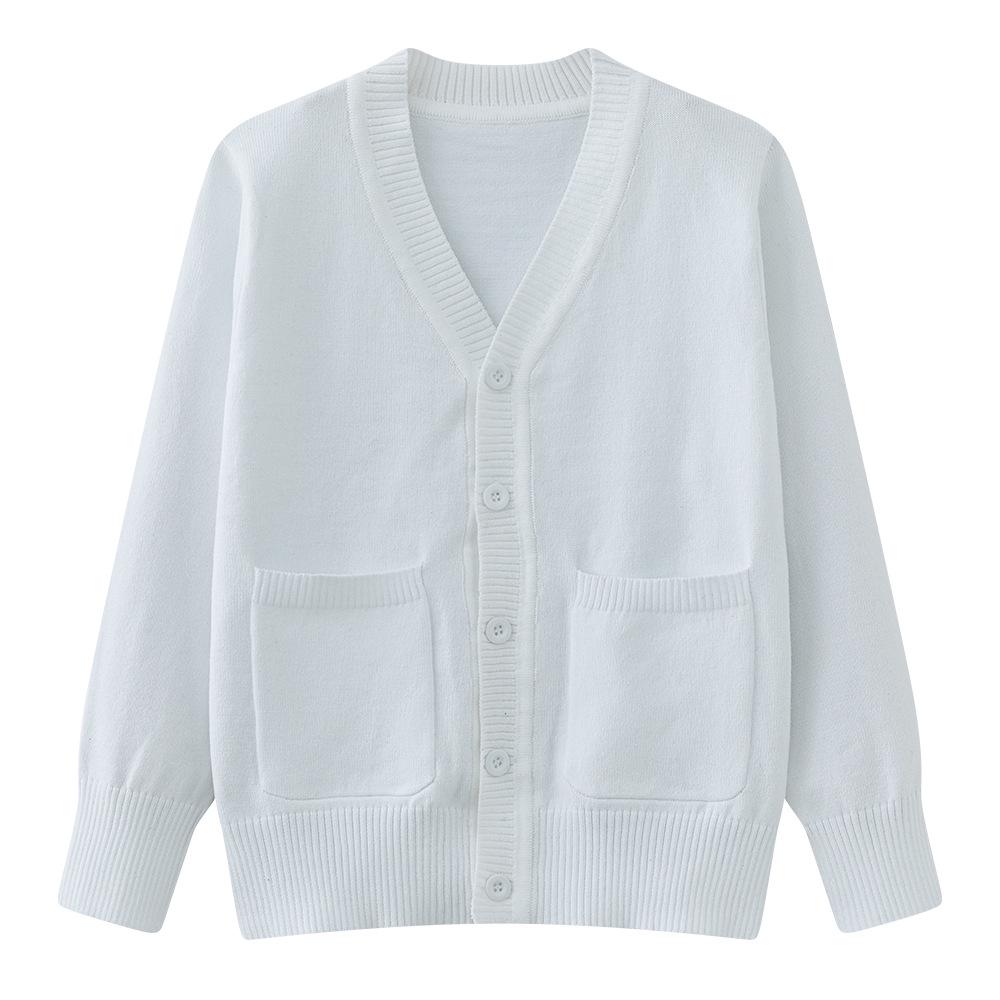 

Весенне-осенний вязаный кардиган для родителей и детей: Свитер-пальто для девочек в стиле школьной формы JK 160 cm белый