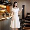 One-word Shoulder White Summer Evening Dress Host Temperament Banquet Can Usually Wear French Graduation Dress