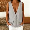 Women's Fashion Cotton Linen Sleeveless Vest, Jacket Cardigan for Casual Outwear