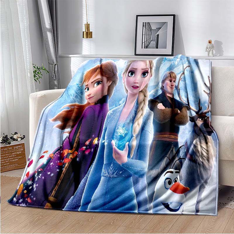 Çizgi Film Frozen Baskılı Anime Polar Peluş Battaniye Yetişkinler ve Çocuklar için Yumuşak Sıcak Battaniye Yatak Odası Kanepe Hediye