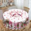 Pink Love Flower Bird Bicycle Round Tablecloth, Romantic Home Table Cloth, Restaurant Decoration