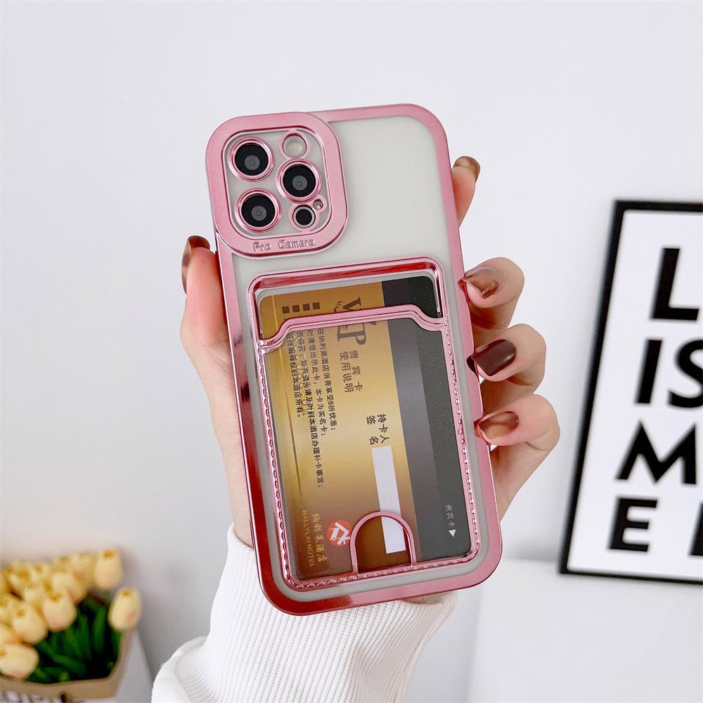 Applicable To IPhone16 Mobile Phone Case New Card 14 Apple 17 Protective Case 15 Promax Anti Fall Transparent Electroplating