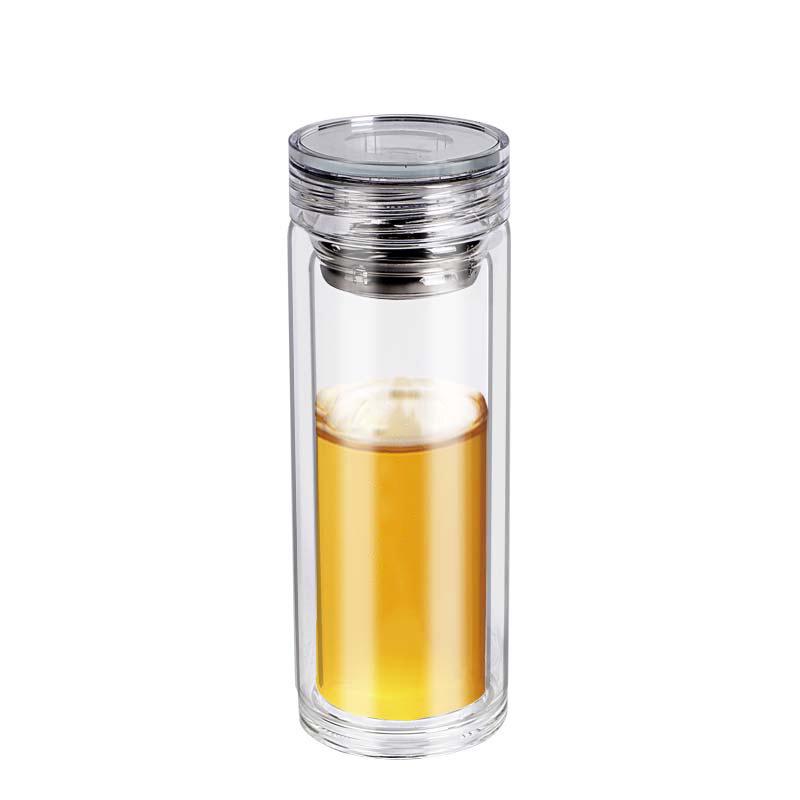 Luxury Double-Layer Borosilicate Glass Cup - High Temperature Resistant, Large Capacity with Lid 300ml