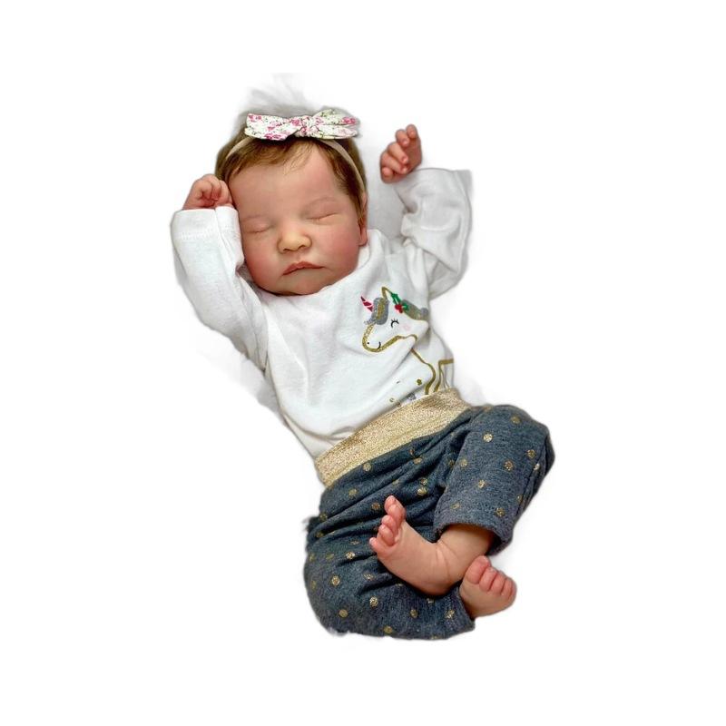 Cute Asleep Reborn Toddler Doll Levi 18'' 45 Cm Rebirth Simulation Baby Doll Handmade 3D Painted Skin Real Life Baby Dolls for Kids Birthday Xmas Gift