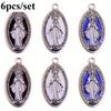 6 Stück/Set Legierung Öl Tropfen Jungfrau Maria Anhänger DIY Halskette Armband Oval Vintage Zubehör Halskettenanhänger Autoanhänger Dekoration