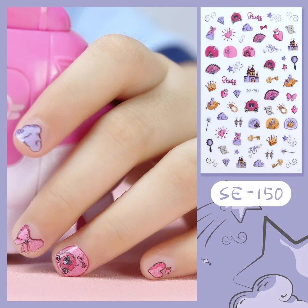 Nová dětská princezna Kreslené samolepky na nehty Flitry Třpytky Barevné květiny DIY obtisk Dětská hračka Kawaii pro děti Dívky Ozdoby