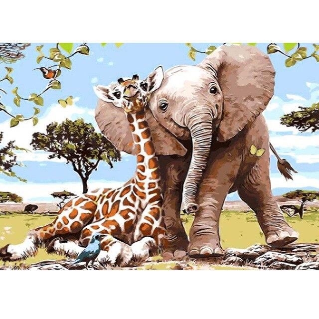 5D Diamond Painting Elephant Full Square Round Drill Mosaic Diamond Embroidery Cross Stitch Rhinestone Pictures Home Decoration