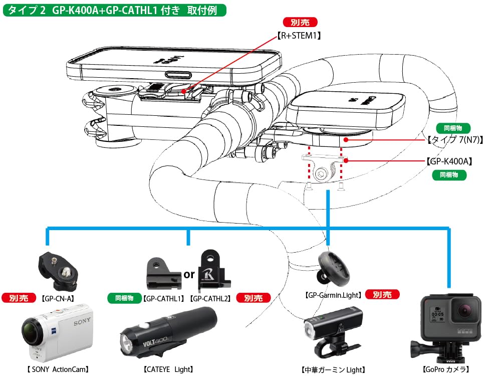 Type 7 Combo Mount with 15 Compatible with X O S and Explorer [RECMount] "Second Generation" (N7) (Compatible Brands) [N7 + GP] Garmin, CatEye,
