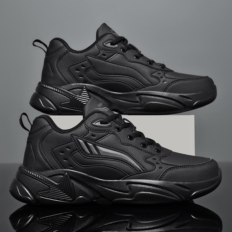 PU Leather Sneakers Men Casual Shoes Sports Boys Pure Black Plus Big Size 47 48 49 Tenis Masculino Zapatillas Deportivas Hombre