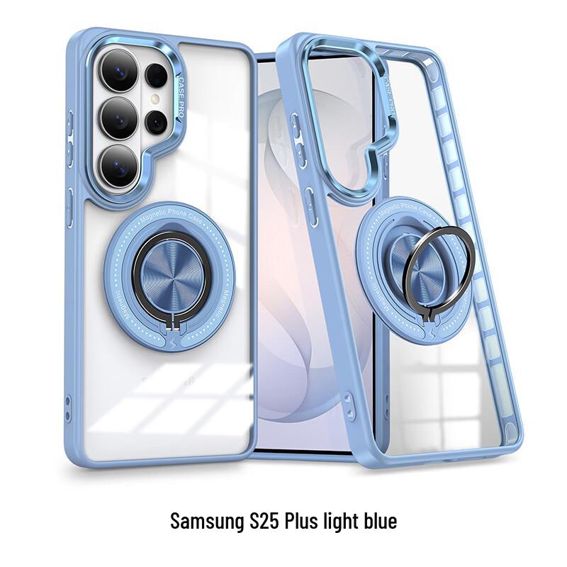 CAXITON Magnetic Ring Stand Transparent Phone Case for Samsung S25 Plus