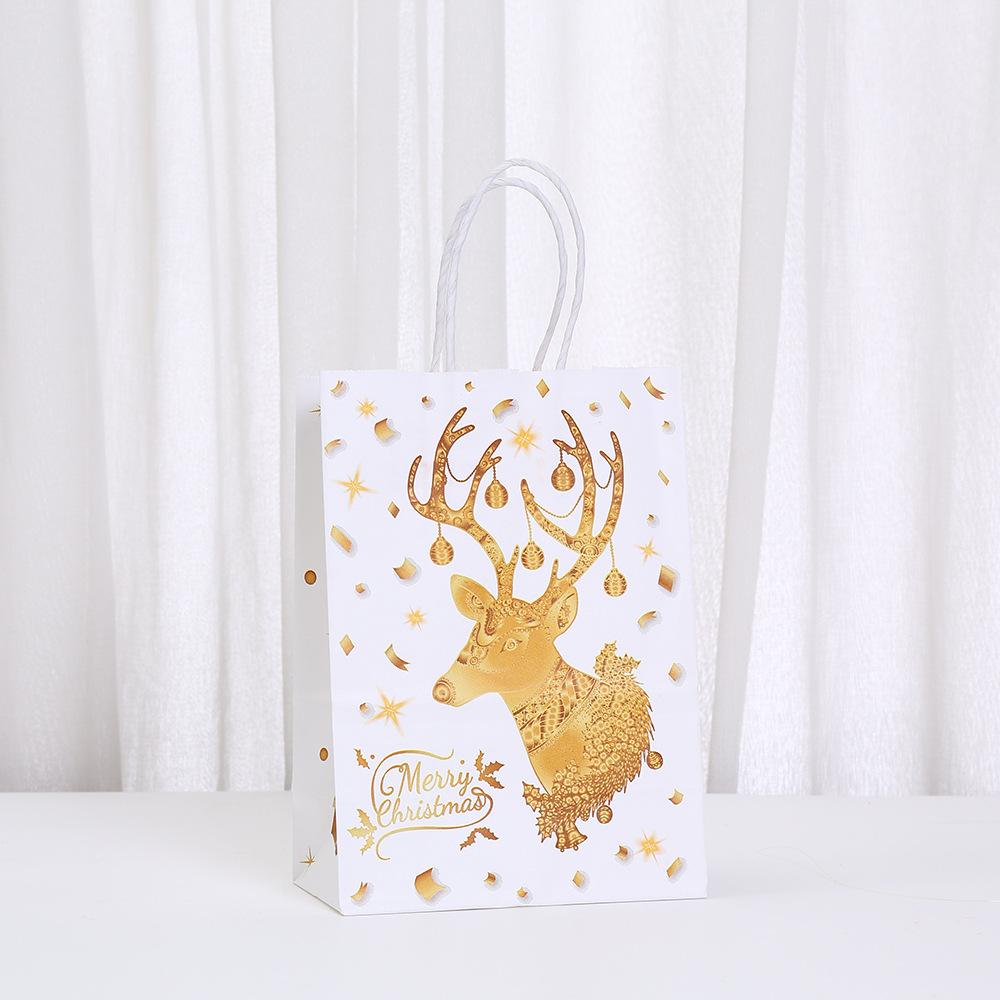 

12/30pcs Christmas Gold Foil Paper Tote Bags Reusable Gift Favor Bags for Holiday Packaging Candy Cookies Retail Party 24pcs&15x8x21cm