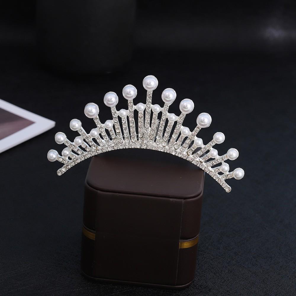 Children's Rhinestone and Pearl Hair Comb Crown for Weddings and Photo Shoots