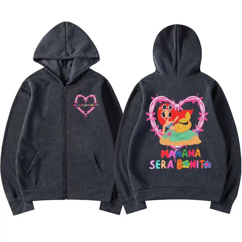Carol G Album Heart Manana Sera Bonit Zip Hoodie Men'S And Women'S Kawaii Sweater