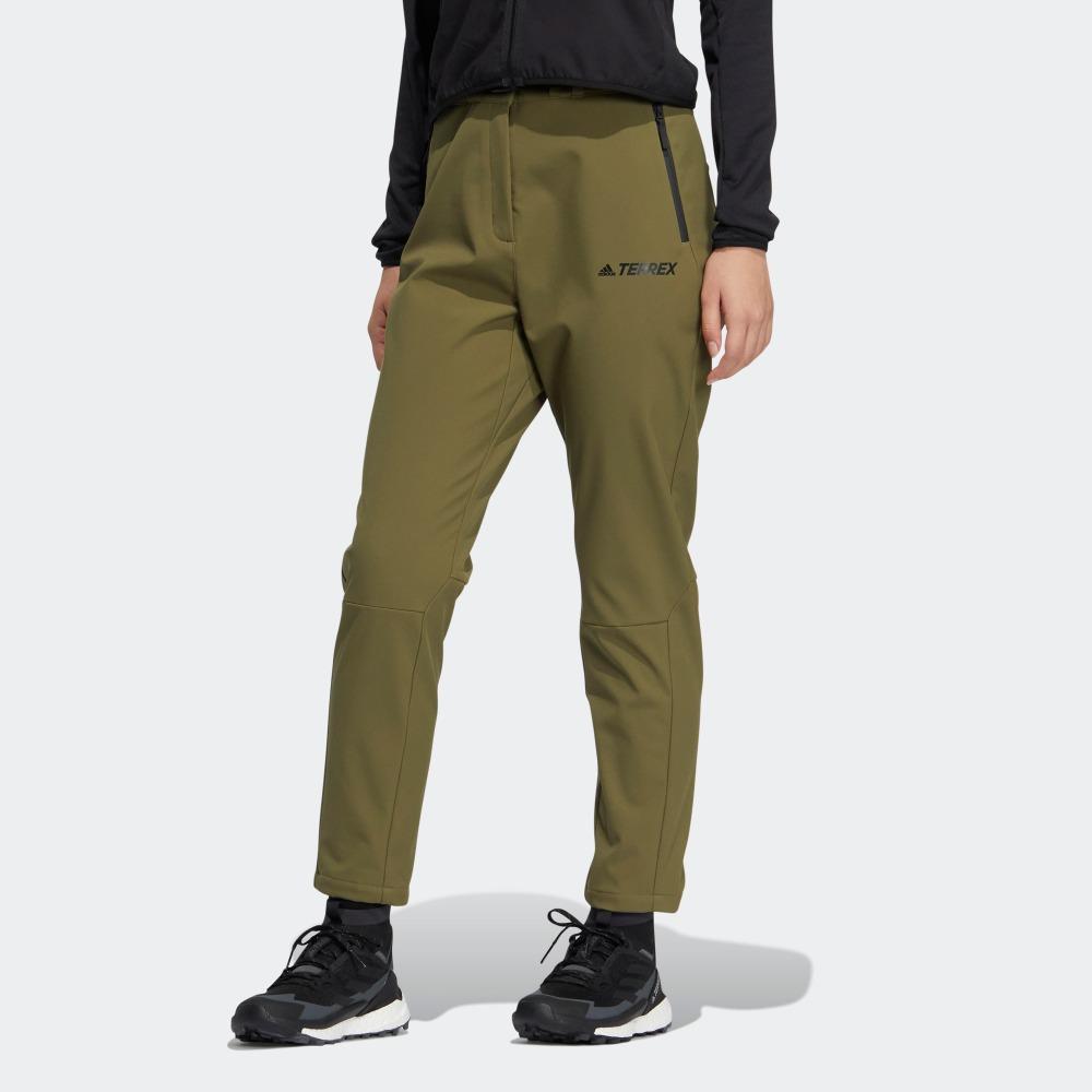Adidas Terrex Series Logo Print Straight Leg Soft Shell Casual Pants Women Pants Dark-Olive-Green HN2004