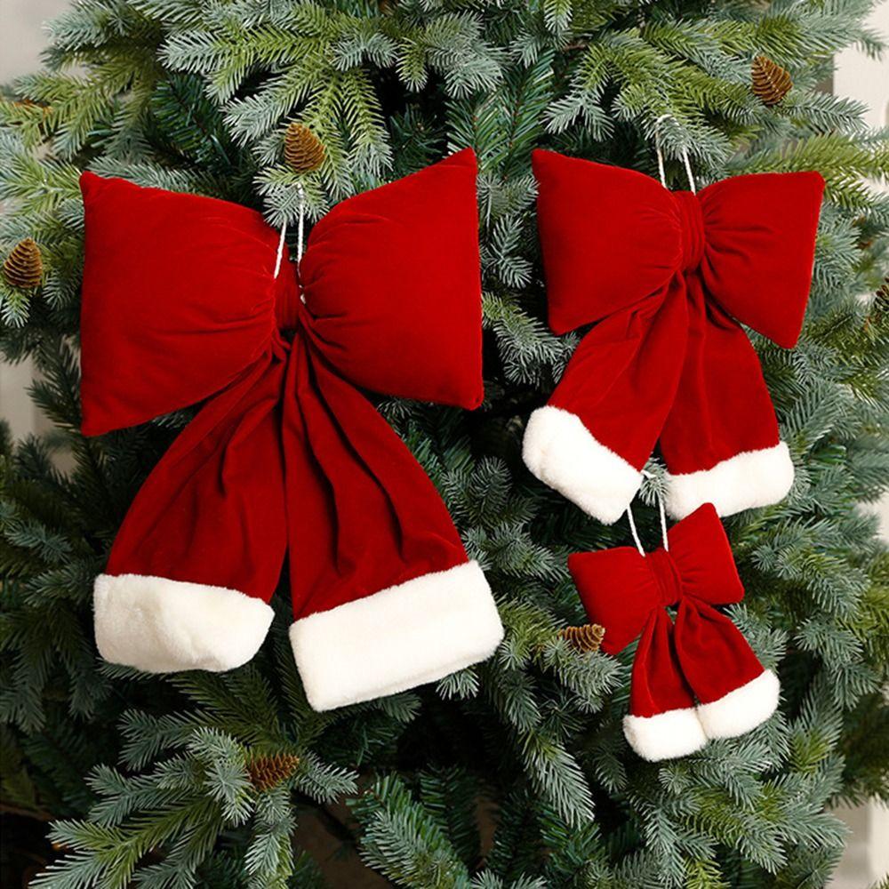 Tree Topper Decor Christmas Plaid Bowknot Elegant Christmas Wreaths Bow  Happy New Year Decoration