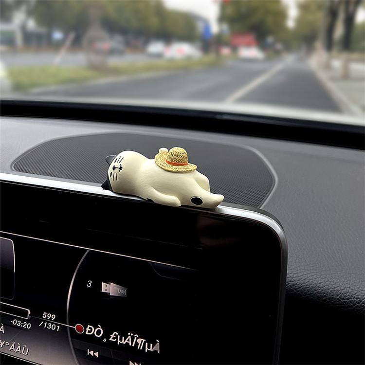 Cute Sunny Cat Coffee Themed Car Desktop Decor Dashboard Display Ornament Center Accessory Decorative Vehicles Fishion Crafts
