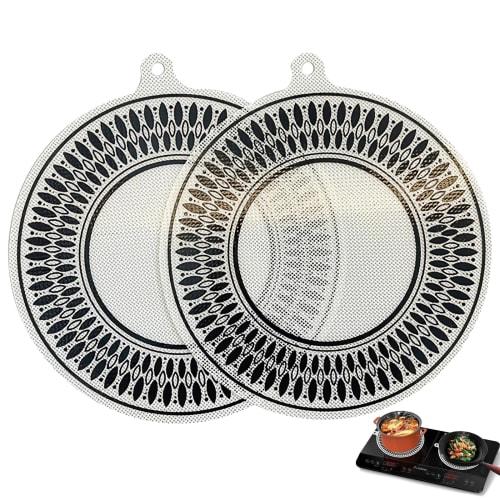 IH Cooking Mat, 2-Piece Set (24cm) - Silicone Heat Insulation and Protective Mat for IH Cooking Heaters, Prevents Burns, 24cm