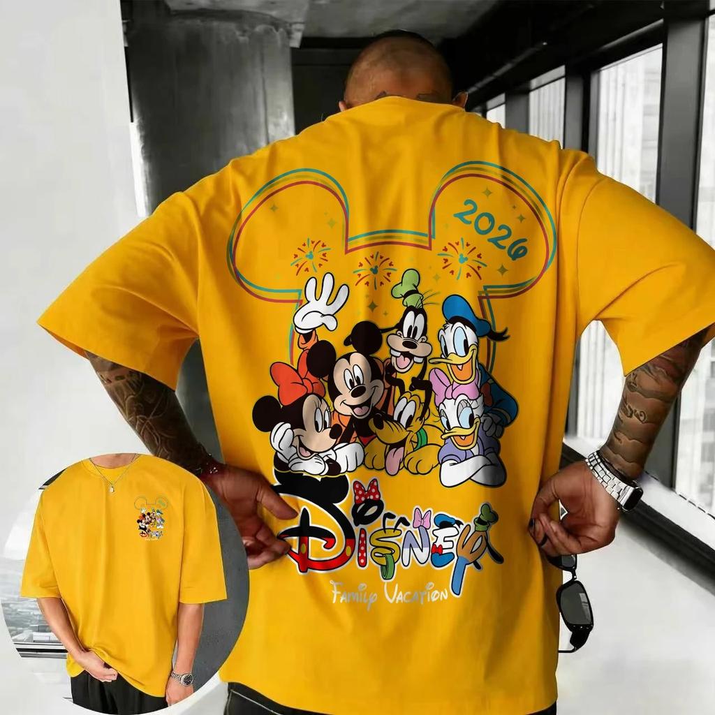 Mickey Mouse a Donald Duck Novoroční Grafický Potisk Trička Dámské Pánské Harajuku Streetwear Styl Letní Tričko Bavlna Oversized Top