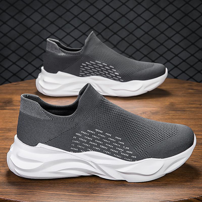 Men's shoes summer breathable mesh sneakers large size popcorn sole knitted socks shoes women