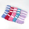 1/3/5 Pairs Colorful Stripe Full Toe Socks Toe Separated Cotton Socks Soft Cozy Hosiery Girls Floor Slippers Random Color