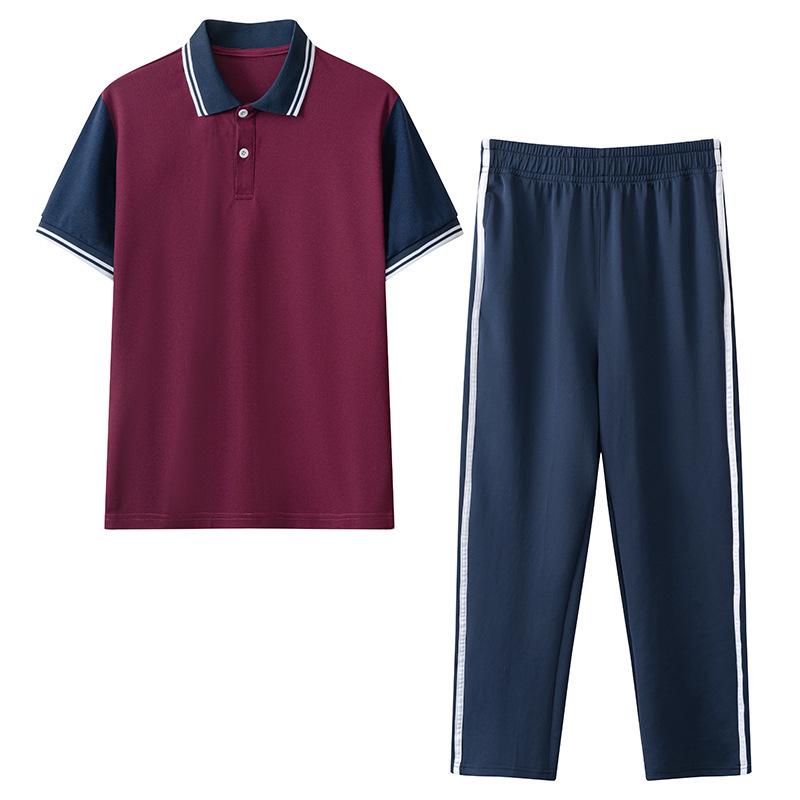 Summer School Sports Uniform Set for Middle and High School Students - Unisex Short Sleeve & Long Pants