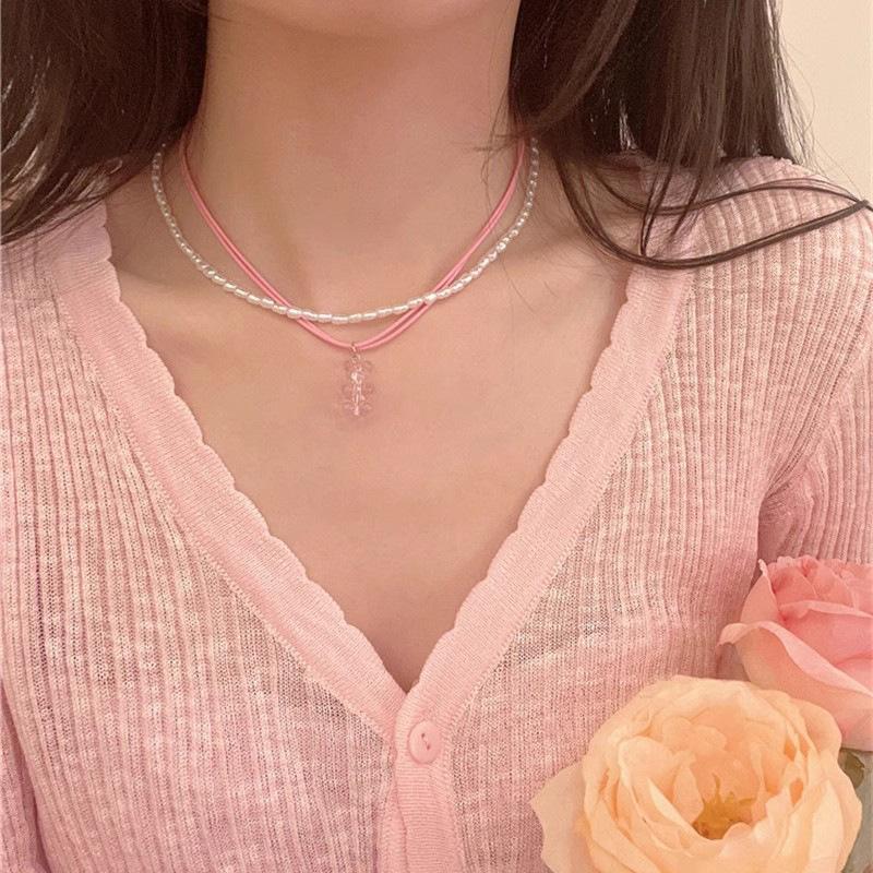 Light luxury elegant pearl water drop fringed rhinestone collarbone chain fashion temperament celebrity high sense necklace new trend