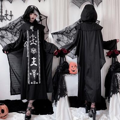 Halloween Adult Death Cape Black Magician Robe Adult Ghost New Zombie Witch Costume