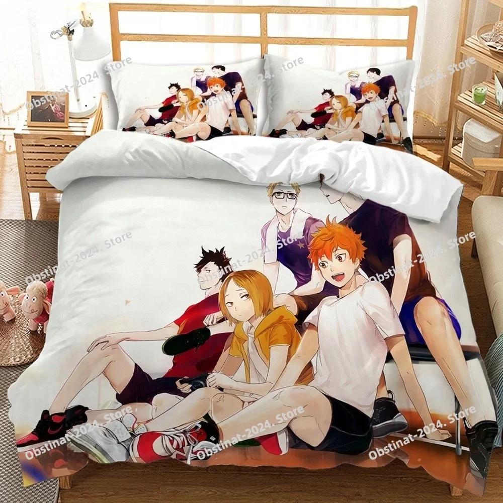 Haikyuu Bedding Set Volleyball Boys Print Bed Set With Pillowcase Bed Duvet Cover Soft Single Double Queen Super King Size