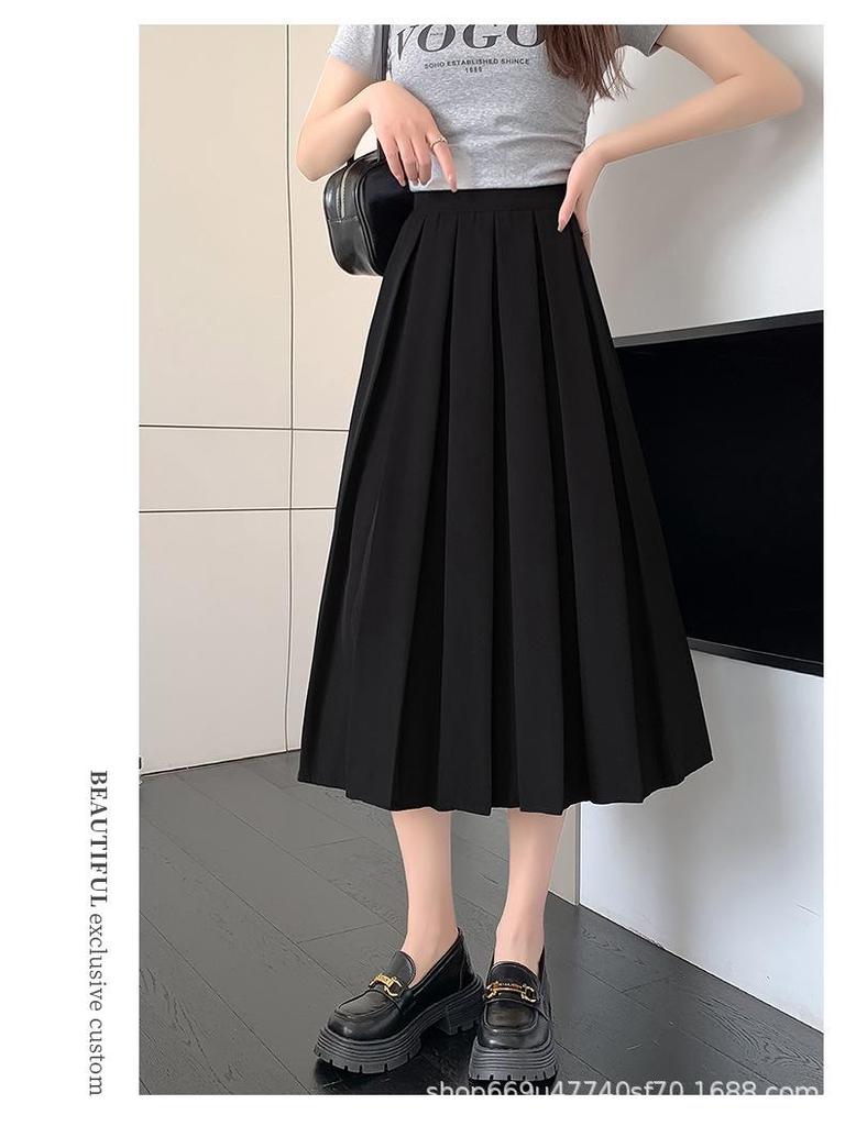 Gefalteter Midi-Rock für Damen - Hohe Taille, Ballett-Stil, A-Linie, Perfekt für den Herbst und Winter