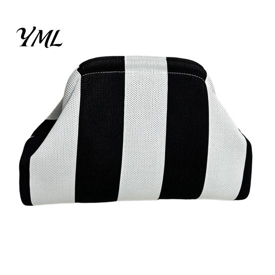 Large Capacity Cosmetic Pouch Woven Striped Clutch Purse for Woman, Pouch, Portable Party Knit Dumpling Bag, Kiss Lock Handbag Evening,