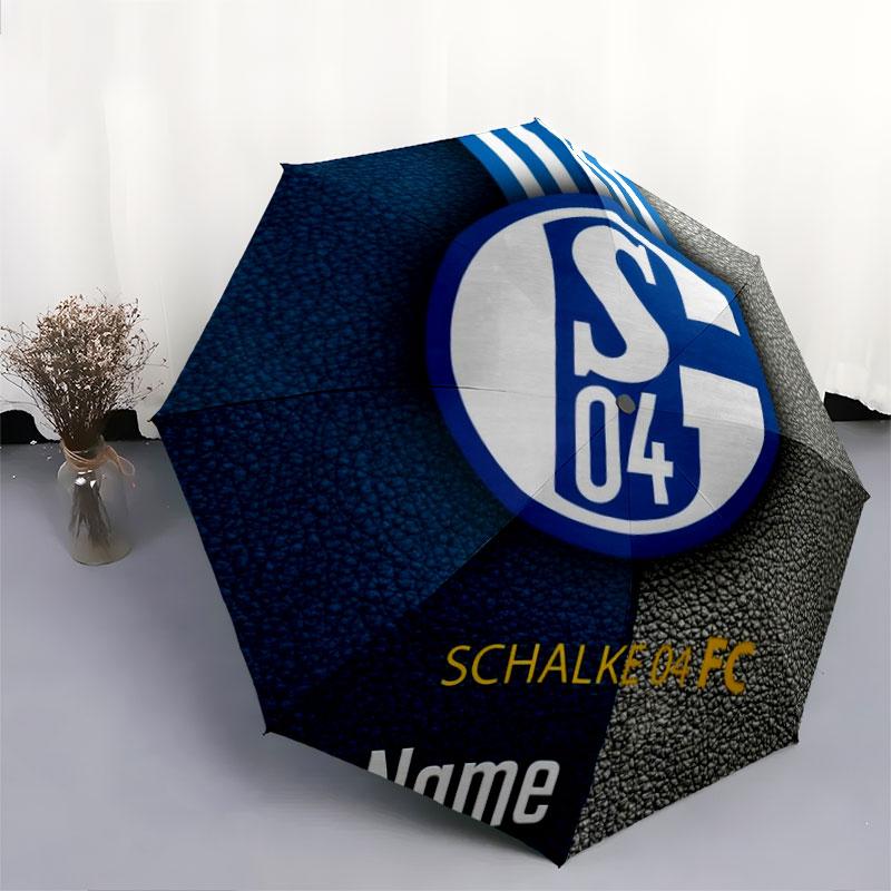 1 PC Automatic Folding Umbrella - FC Schalke 04 Custom Name Pattern, Portable & Foldable Design with 8 Ribs, Christmas Birthday Gifts