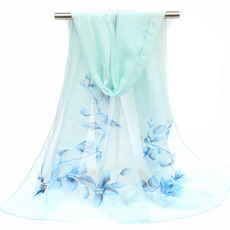 2026 Silk Chiffon Women's Scarf: Korean Style, Versatile, Long, and Thin for Spring, Autumn, Beach, or Winter Decoration
