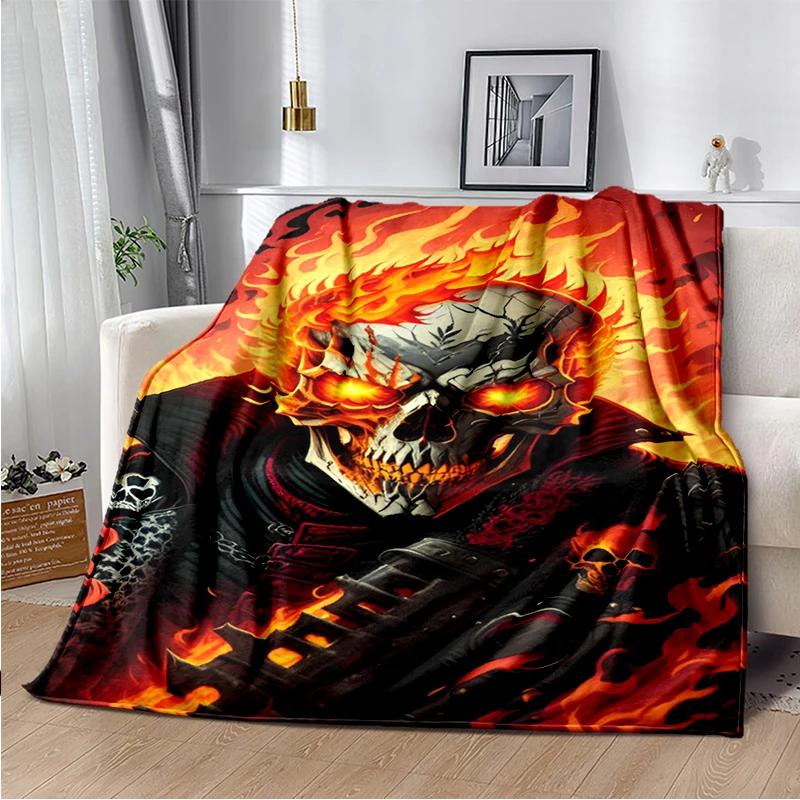 2026 New Marvel Horror Ghost Rider Cartoon Gift Soft Blanket,Soft Throw Blanket for Home Bedroom Bed Sofa Picnic Child Cover Kid