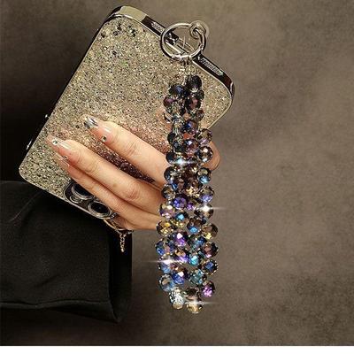Elegante Laccetto per Telefono con Perline di Cristallo e Ciondolo di Strass