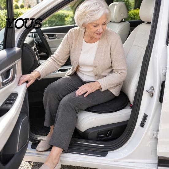 Portable Swivel Seat for Vehicles 360 Degree Rotating Car Cushion, Breathable Mesh Pad Ergonomic Elderly Pregnant, Non-Slip Mobility Aid Auto