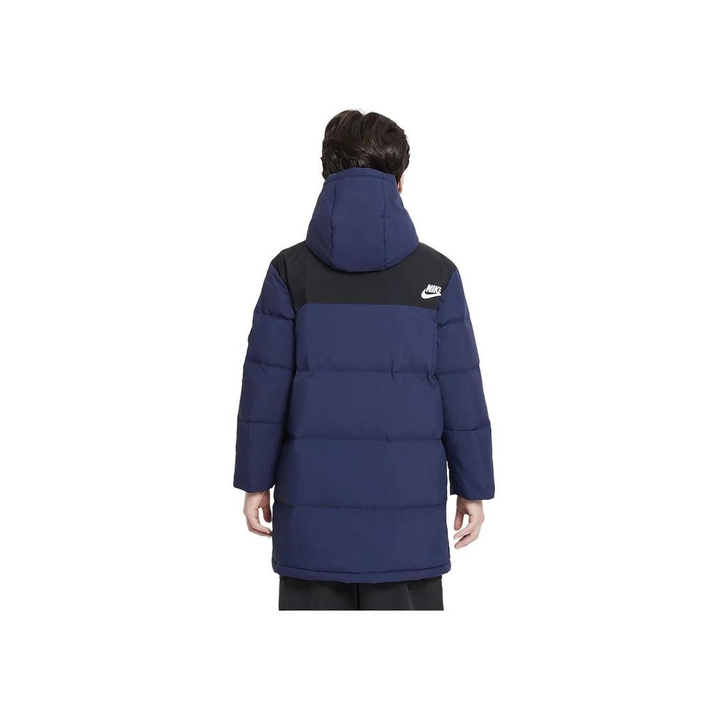 Nike Hooded Stylish Spliced Long Sleeve Comfortable Down Jacket Kids jackets Deep-Navy HQ7155-410