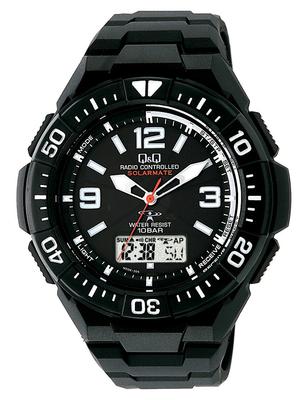Cue Cue Water Resistant To 10 Solar Black & MD06-305 Men's Watch, ATM, Radio-Controlled Chronograph,