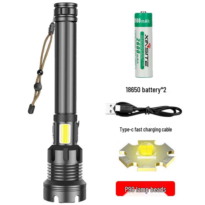 XHPp50 Aluminum Alloy Waterproof Flashlight with Telescopic Zoom & USB Charging