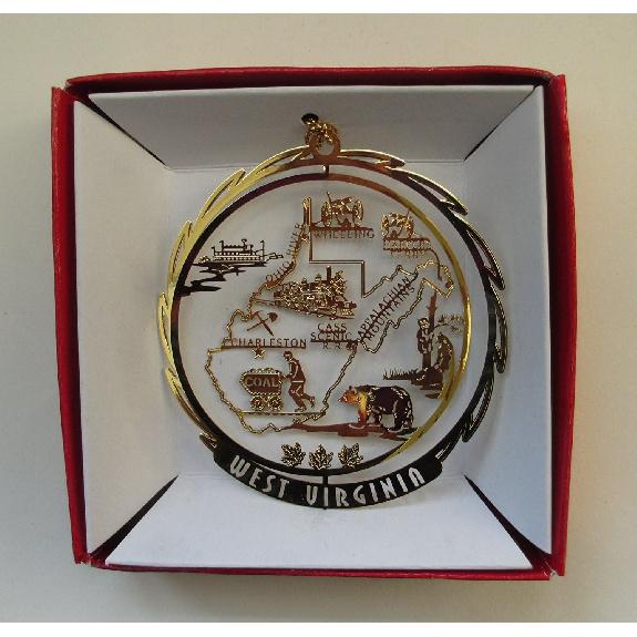 West Virginia State Brass Ornament Souvenir