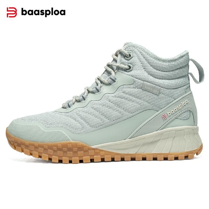 BAASPLOA Women's Winter Waterproof  Warm Plush New Women's Cotton Shoes Winter High Top Cotton Shoes Snow Boots Outdoor Hiking Boots