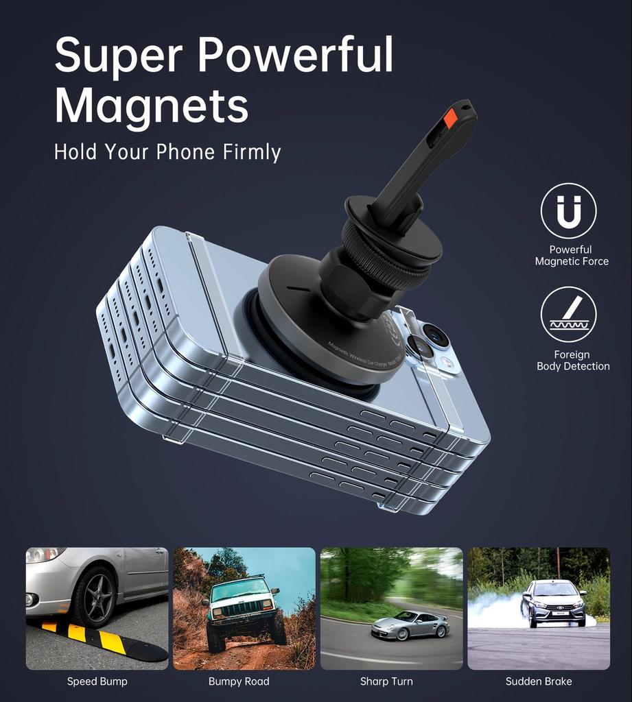 Uchwyt Samochodowy Choetech T204-F Z Ładowaniem Bezprzewodowym 15W Na Kratkę Wentylacyjną - Czarny