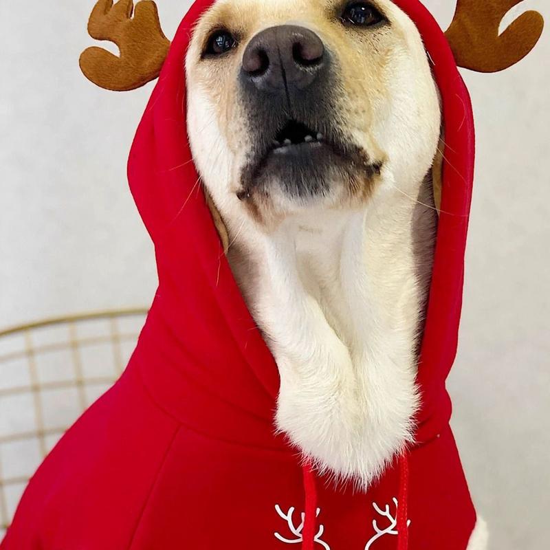 Winter Warm Cotton Fleece Christmas Fawn Sweatshirt Large Dog Golden Retriever Labrador Christmas Dog Clothes Pet Dog Clothes