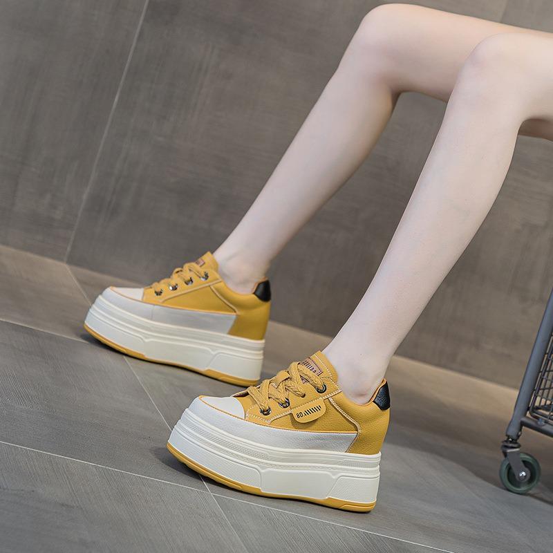 Autumn women's shoes new small thicksoled wedge heel muffin heel women's shoes inner height increase and casual shoes women's tide