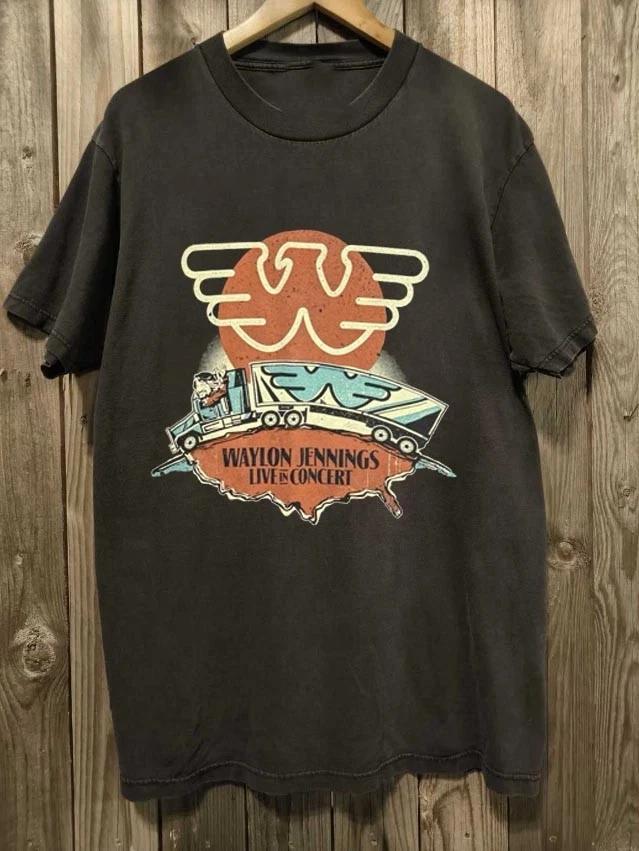 VTG Waylon Jennings Live In Concert Tee Shirt Unisex S-5XL M